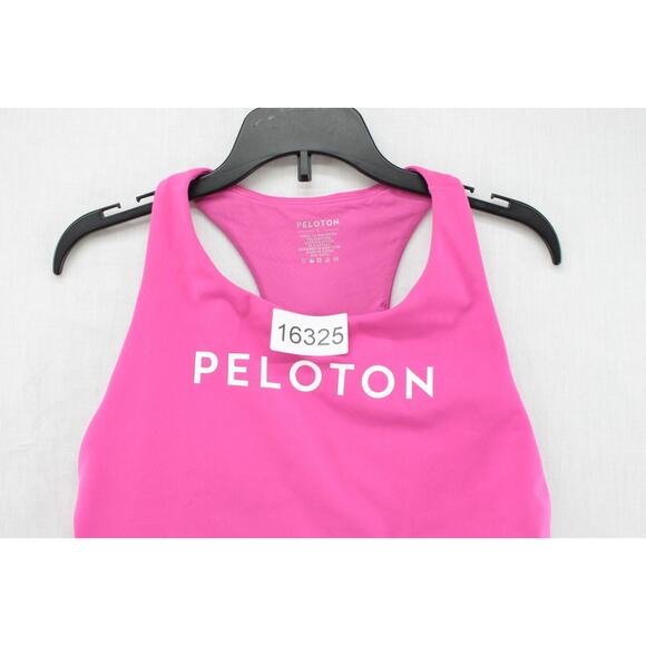Peloton Racerback Tank Top Women's Large Hot Pink Crop Nylon Blend Stretch Logo - Picture 7 of 7